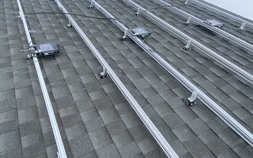Roof racking prepared for a solar array