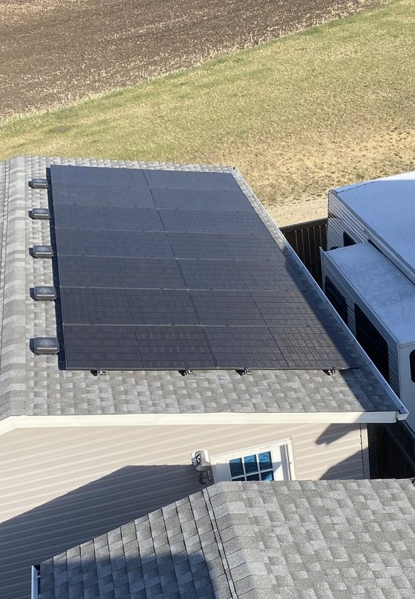 Close-up residential roof view before solar installation